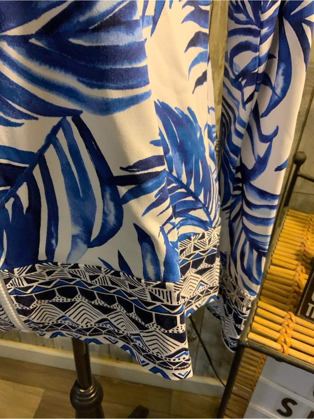 Tommy Bahama White Zip Hoodie with Blue Palm Print - Picture 2 of 5